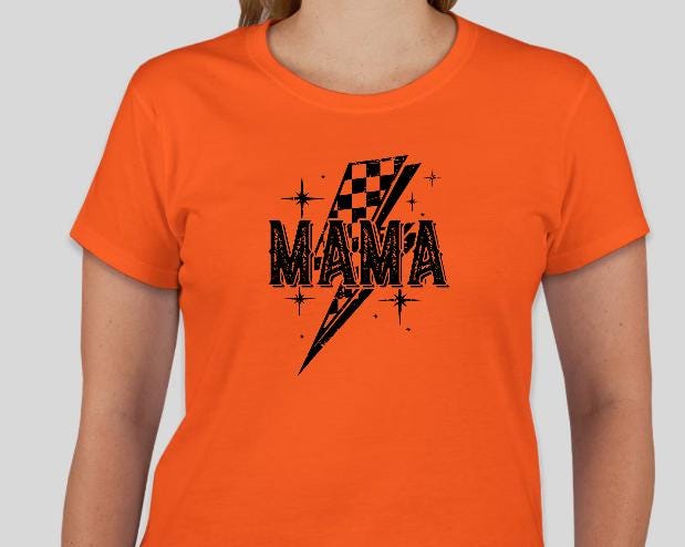Mama Checkered Flag Lightning Bolt Shirt