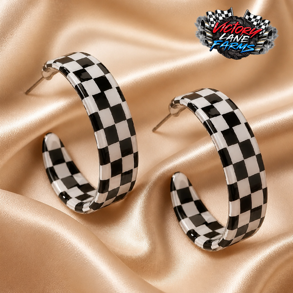 Checkered Hoop Earrings