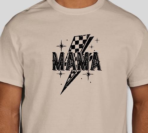 Mama Checkered Flag Lightning Bolt Shirt