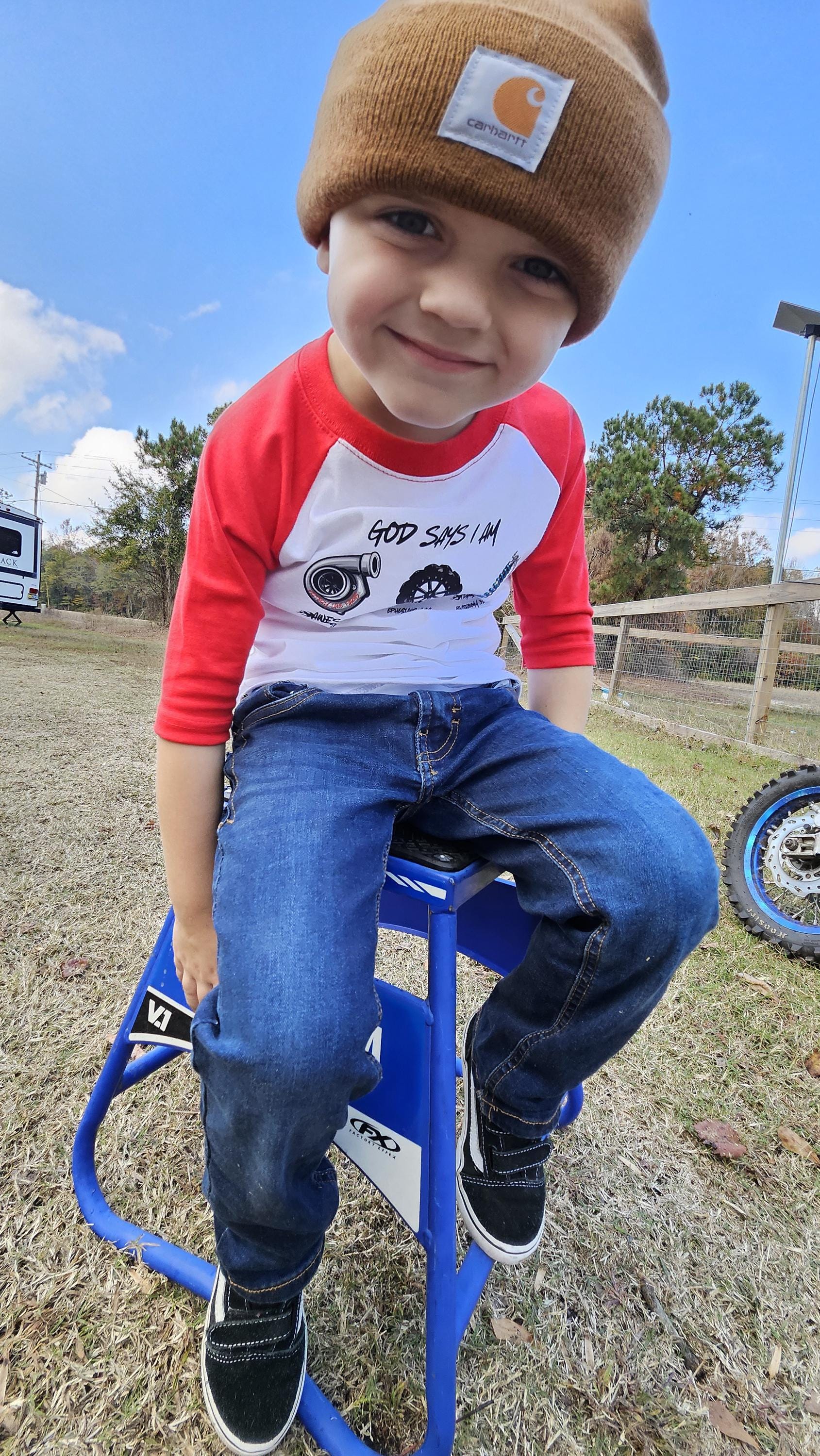 God Says I Am Kids Racing Shirt