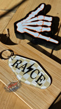 RACE checkered motel keychain