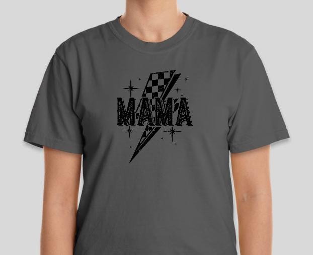 Mama Checkered Flag Lightning Bolt Shirt