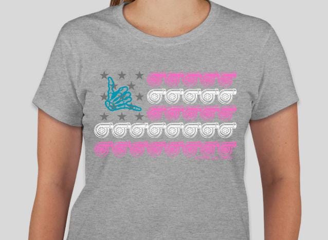 Pink Turbo American Flag Racing Shirt
