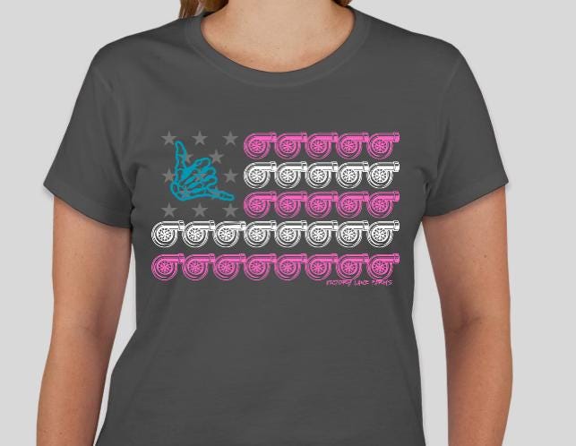 Pink Turbo American Flag Racing Shirt