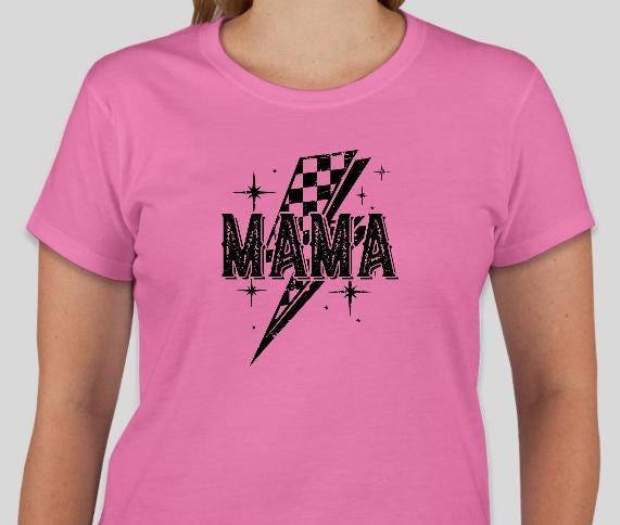 Mama Checkered Flag Lightning Bolt Shirt