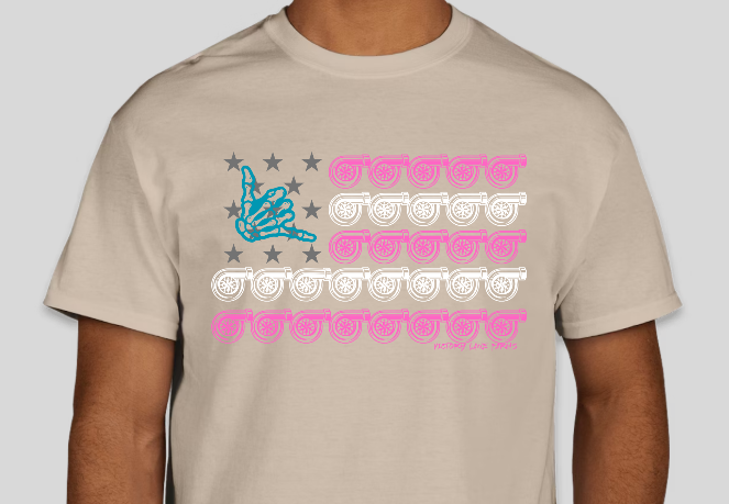 Pink Turbo American Flag Racing Shirt