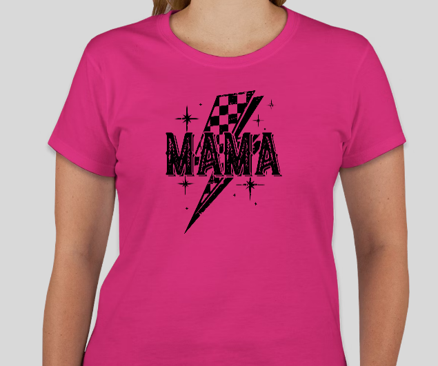 Mama Checkered Flag Lightning Bolt Shirt