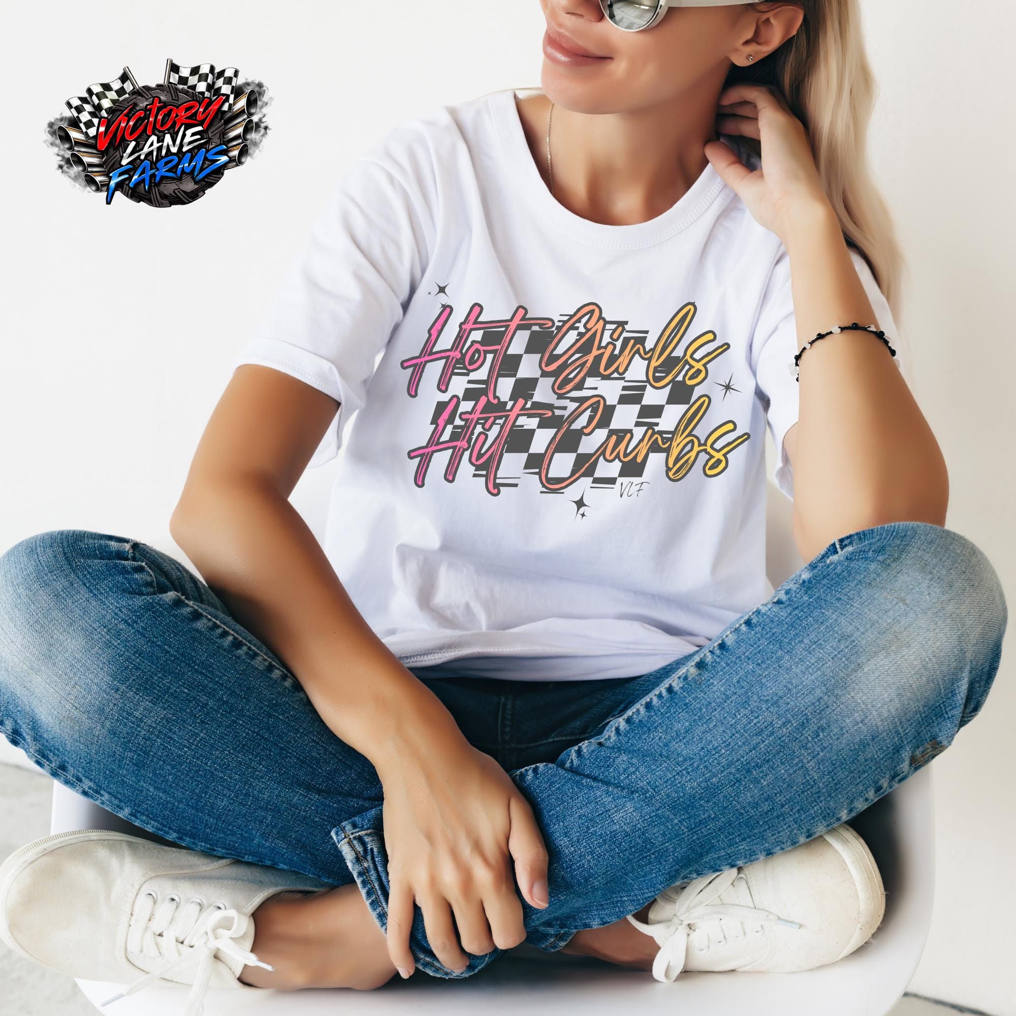 Hot Girls Hit Curbs Checkered Racing Shirt