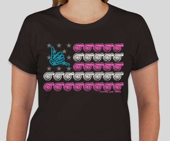 Pink Turbo American Flag Racing Shirt