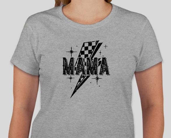 Mama Checkered Flag Lightning Bolt Shirt
